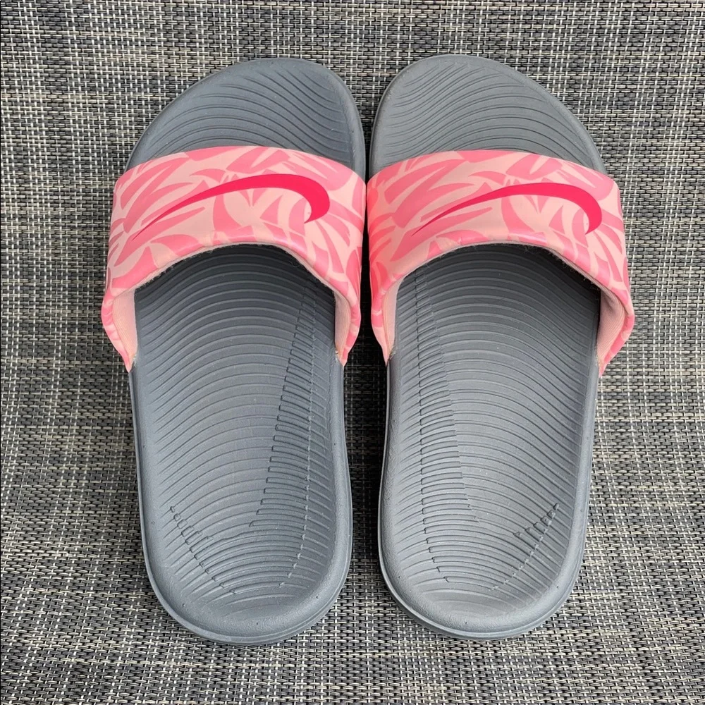 Nike Kawa Slide Print 'Dark Grey/Tropical Pink' Sandals Girls Size 13